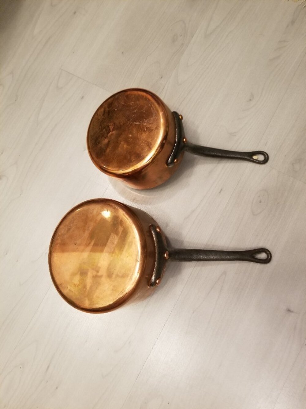 Vintage French Copper Saucepans